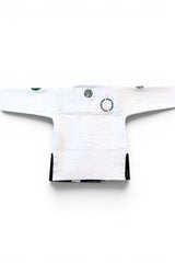 ENIGMA Kimonos white Brazilian Jiu Jitsu Gi jacket with green botanical embroidery and reinforced weave back view